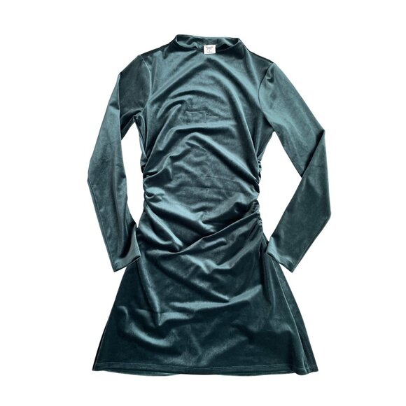 Abercrombie & Fitch Dresses & Skirts - Abercrombie & Fitch Women's Small Green Velour Mock Neck Ruched Mini Dress